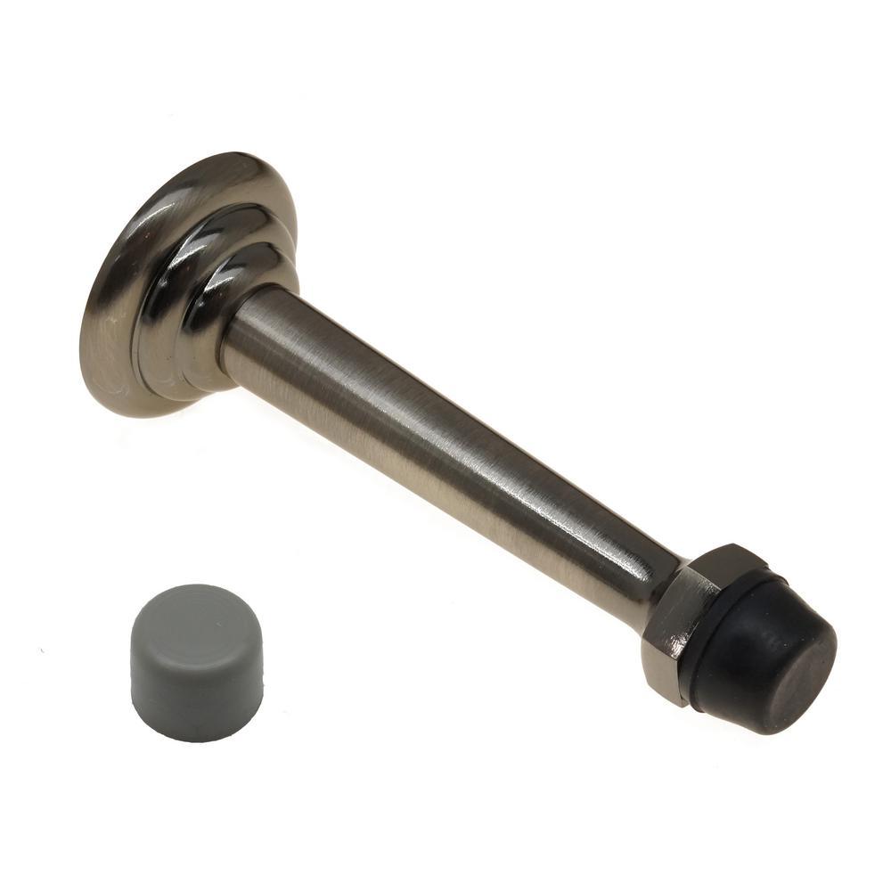 3-3/4 in. Solid Brass Fancy 3-Ring Base Door Stop in Matte Black - Super Arbor