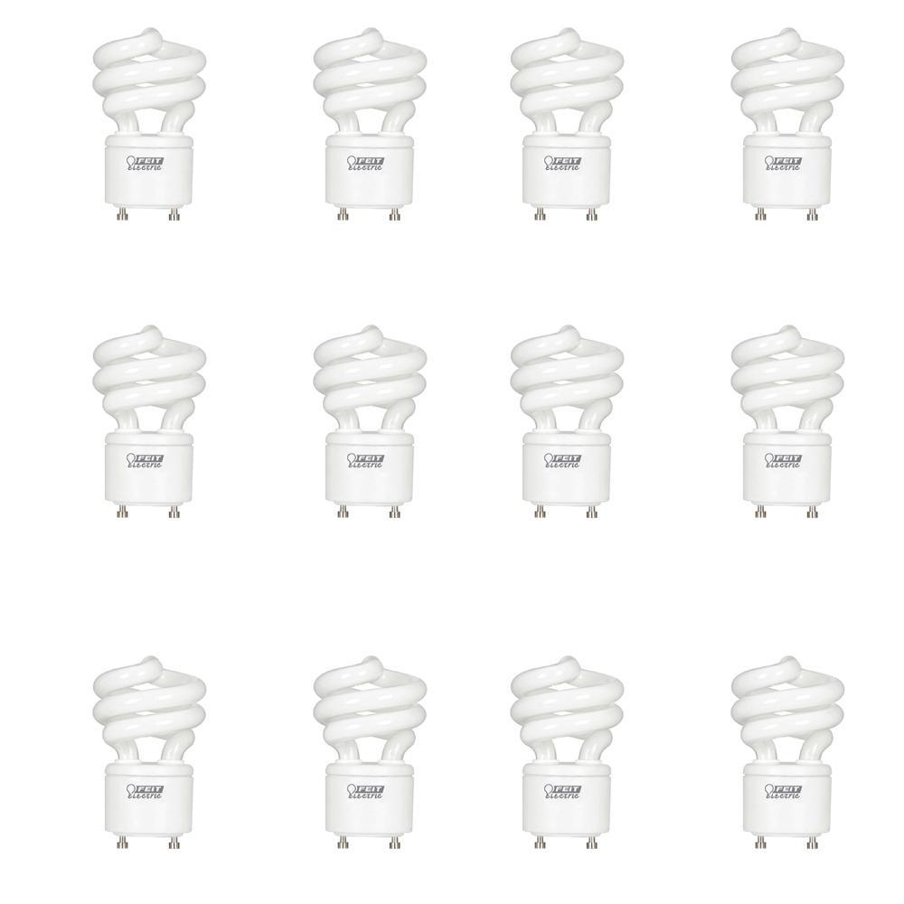 60-Watt Equivalent T3 Spiral Non-Dimmable GU24 Base Compact Fluorescent CFL Light Bulb, Daylight 5000K (2-Pack) - Super Arbor
