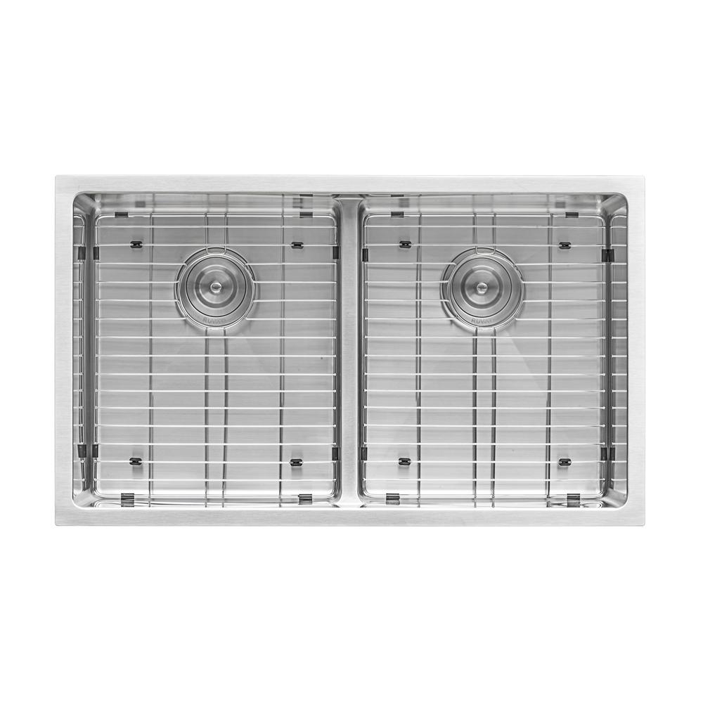 32 in. Low-Divide Double Bowl 50/50 Undermount 16-Gauge Stainless Steel Kitchen Sink - Super Arbor