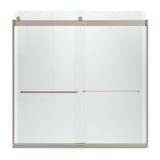 Levity 59 in. x 62 in. Semi-Frameless Sliding Tub Door in Nickel with Handle and Clear Glass - Super Arbor