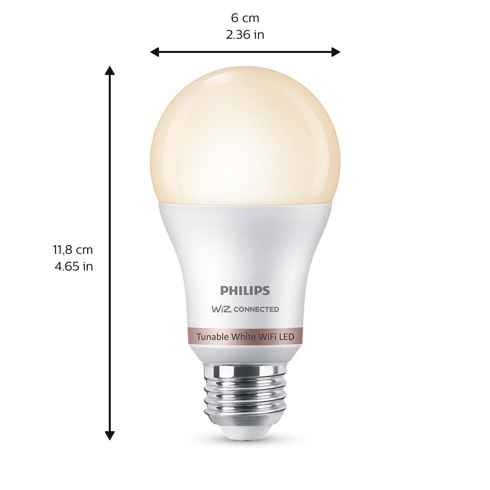 Tunable White A19 LED 60-Watt Equivalent Dimmable Smart Wi-Fi Wiz Connected Wireless Light Bulb (4-Pack) - Super Arbor