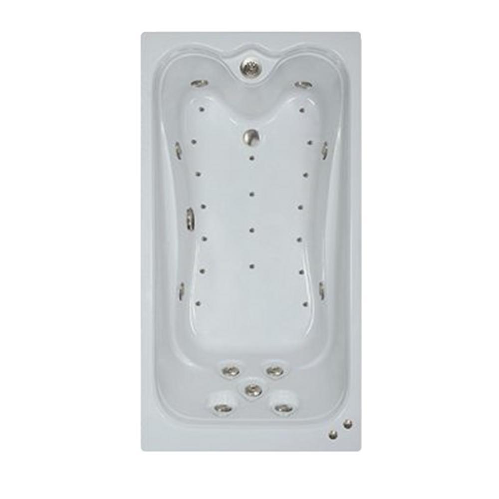 60 in. Acrylic Rectangular Drop-in Air and Whirlpool Bathtub in White - Super Arbor