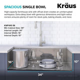 Kore Workstation Farmhouse/Apron-Front Stainless Steel 36 in. Single Bowl Kitchen Sink