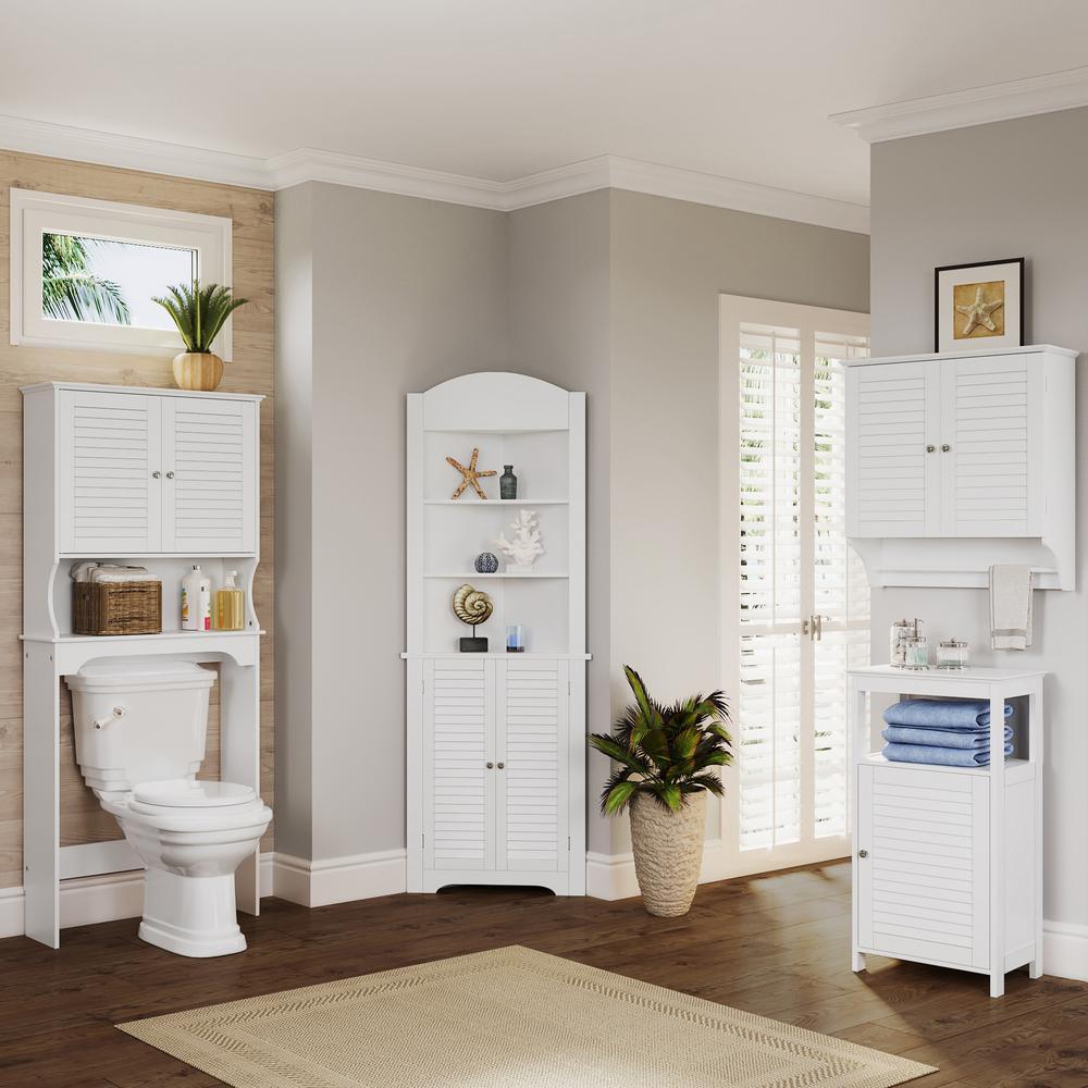 Ellsworth 18 in. W x 32-17/25 in. H x 11-4/5 in. D Bathroom Linen Storage Floor Cabinet in White - Super Arbor