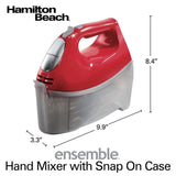Ensemble 6-Speed Red Hand Mixer with Snap-On Case