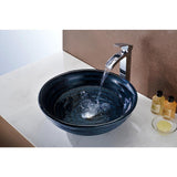 Tempo Series Deco-Glass Vessel Sink in Coiled Blue - Super Arbor