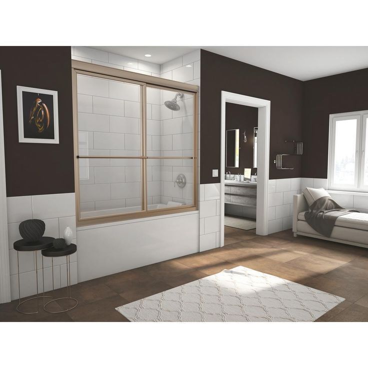 Newport 54 in. to 55.625 in. x 55 in. Framed Sliding Bathtub Door with Towel Bar in Matte Black and Clear Glass