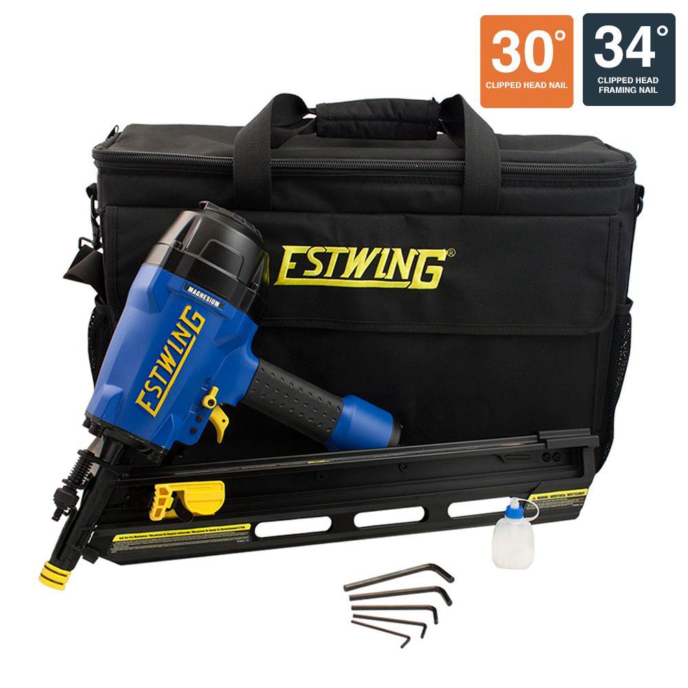 Pneumatic 34 degrees Clipped Head Framing Nailer with Padded Bag - Super Arbor