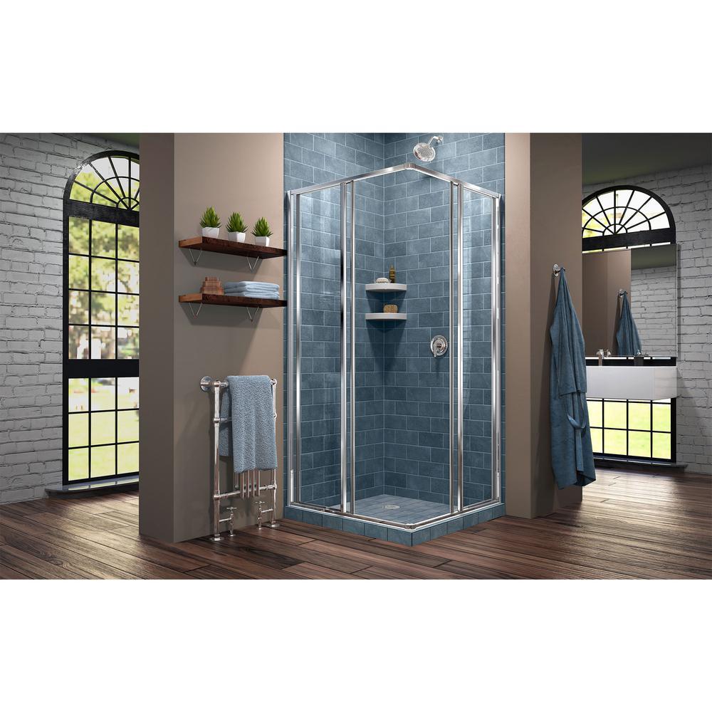 Cornerview 34-1/2 in. x 72 in. Framed Corner Sliding Shower Door Enclosure in Chrome without Handle - Super Arbor