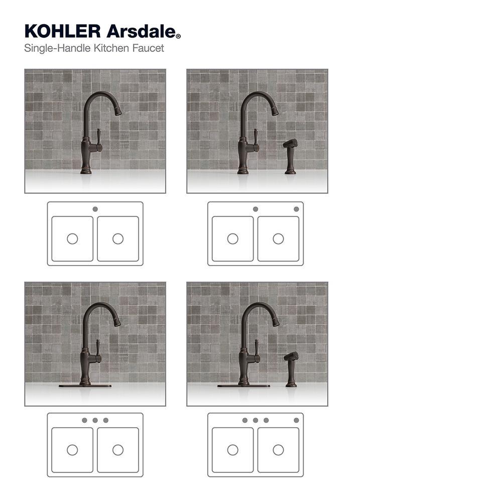 Arsdale Single-Handle Standard Kitchen Faucet with Swing Spout and Sidespray in Oil-Rubbed Bronze - Super Arbor