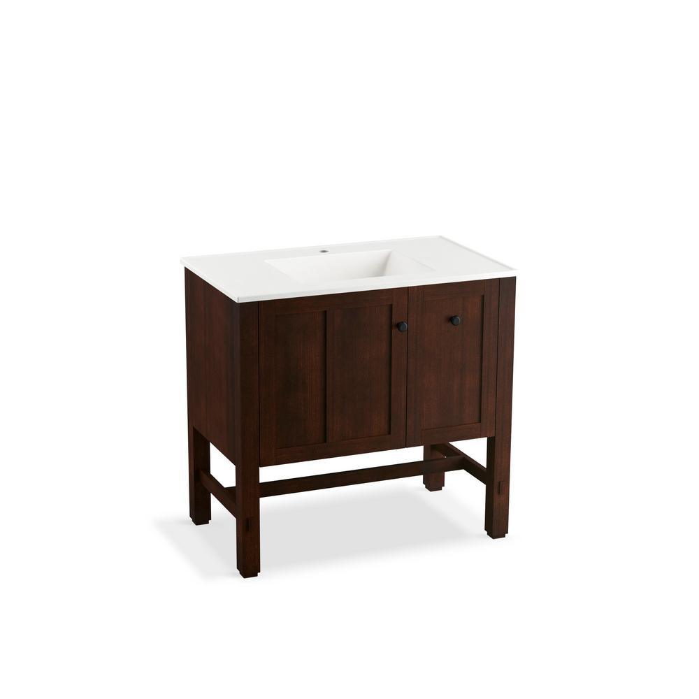 Ceramic/Impressions 37 in. Single Faucet Hole Vitreous China Vanity Top with Basin in White Impressions - Super Arbor