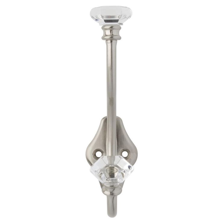 5-7/8 in. Acrylic Facets Satin Nickel Coat Hook with Clear Accents (4-Pack)