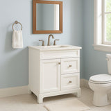 Home Decorators Collection Sedgewood 36.5 in. Bathroom Vanity in White with Arctic Solid Surface Top