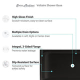 Voltaire 60 in. x 36 in. Acrylic Single-Threshold Right Drain Shower Base in Black - Super Arbor