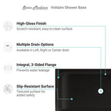 Voltaire 60 in. x 36 in. Acrylic Single-Threshold Right Drain Shower Base in Black - Super Arbor