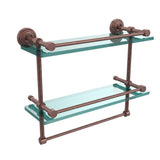 16 in. L  x 12 in. H  x 5 in. W 2-Tier Gallery Clear Glass Bathroom Shelf with Towel Bar in Satin Chrome - Super Arbor