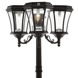 Victorian Bulb Series 3-Head Black Integrated LED Outdoor Solar Lamp Post with the GS Solar LED Light Bulb