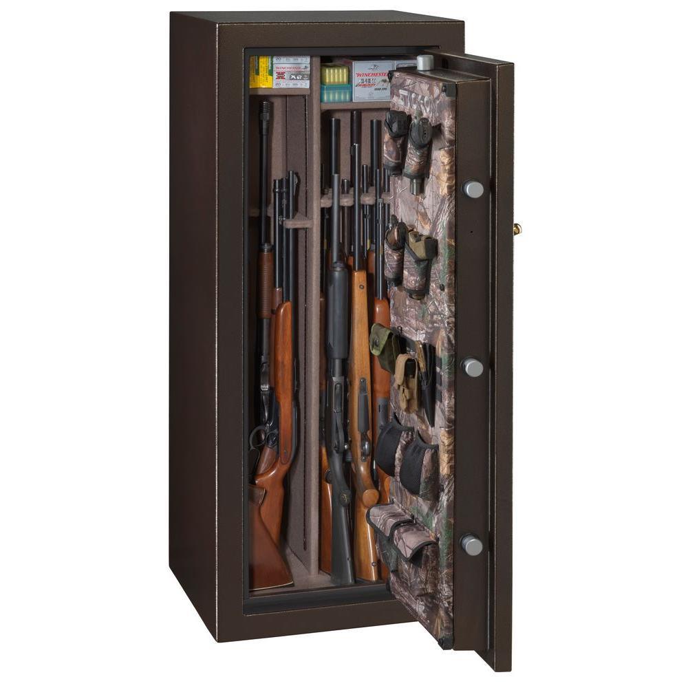 24-Gun Fire Resistant Back-Lit Electronic Lock Safe, Brown Hammertone - Super Arbor
