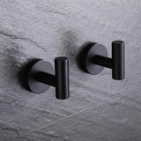 Round Bathroom Robe Hook and Towel Hook in Stainless Steel Matte Black (2-Pack) - Super Arbor