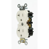 20 Amp Industrial Grade Heavy Duty Self Grounding Duplex Outlet, White - Super Arbor