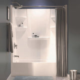A2 30 in. x 60 in. x 76 in. 4-piece Shower Kit w/ Left Drain Alcove Tub and Direct-to-Stud Shower Wall Panels in White - Super Arbor