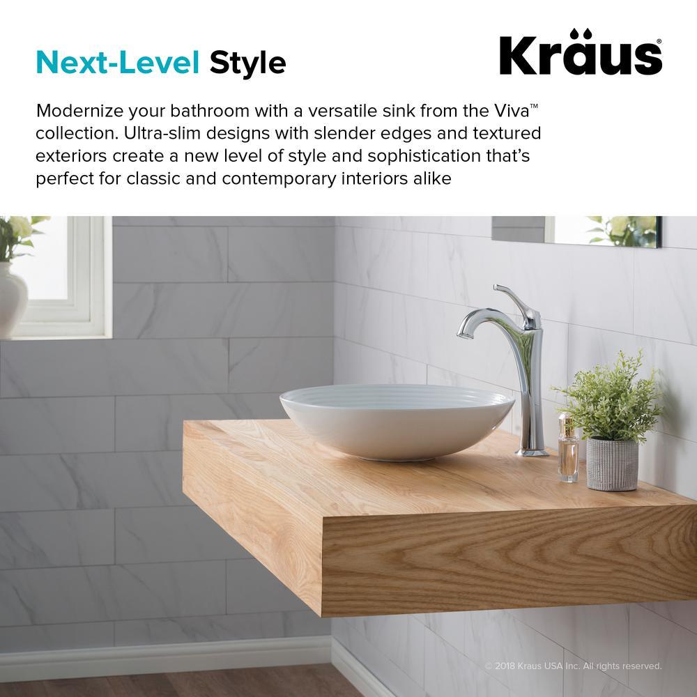 Viva 16-1/2 in. Round Porcelain Ceramic Vessel Sink in White - Super Arbor