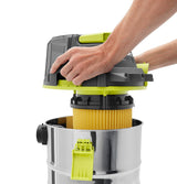 RYOBI ONE+ 18V Cordless 4.75 Gallon Wet/Dry Vacuum (Tool Only) with Hose, Crevice Tool, Floor Nozzle, and Extension Wands