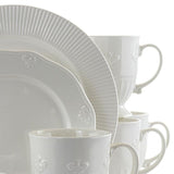 Scallop Crest 16-Piece Casual White Ceramic Dinnerware Set (Service for 4)