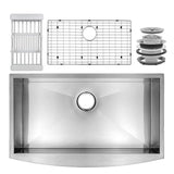 Handcrafted All-in-One Farmhouse Apron Front Stainless Steel 33 in. x 22 in. x 9 in. Single Bowl Kitchen Sink