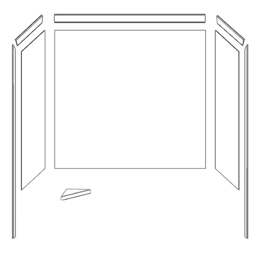 Elite 32 in. x 60 in. x 60 in. 9-Piece Easy Up Adhesive Tub Surround in Calacatta White - Super Arbor