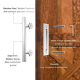 12 in. Stainless Steel Hexagon Pull and Flush Sliding Barn Door Handle Set - Super Arbor