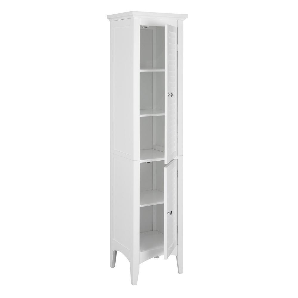 Simon 15 in. W x 63 in. H x 13-1/4 in. D Bathroom Linen Storage Floor Cabinet with 2-Shutter Doors in White - Super Arbor