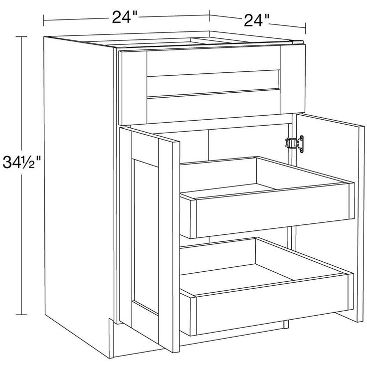 Home Decorators Collection Washington 24 in. W x 24 in. D x 34.5 in. H Assembled Plywood Base Kitchen Cabinet in Onyx with Soft Close Doors