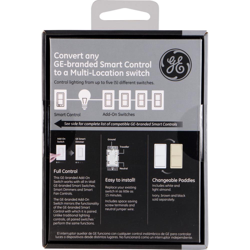 Home Automation 120 VAC 3-Way Auxiliary Add-On Switch, Almond/White Paddles - Super Arbor
