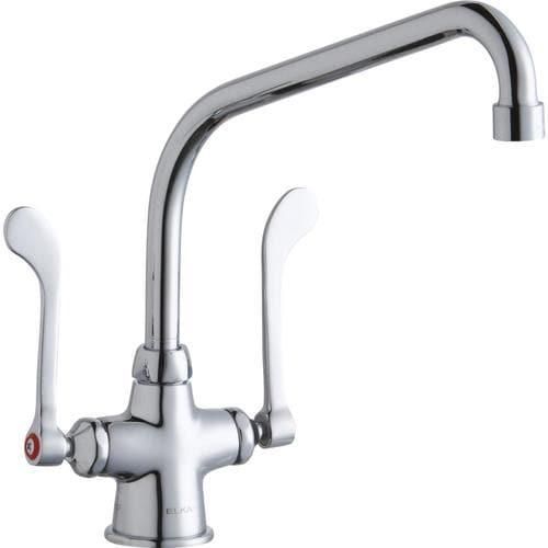Elkay Chrome 2-Handle Deck-Mount High-Arc Handle Commercial Kitchen Faucet