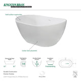 Collete 56.3 in. Solid Surface Flatbottom Freestanding Bathtub in White - Super Arbor