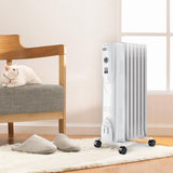 1500-Watt LCD 7-Fin Timer Electric Oil Filled Radiator Heater with Remote Control - Super Arbor