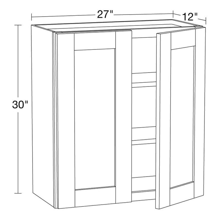 Home Decorators Collection Washington Veiled Gray Plywood Shaker Assembled Wall Kitchen Cabinet Soft Close 27 in W x 12 in D x 30 in H