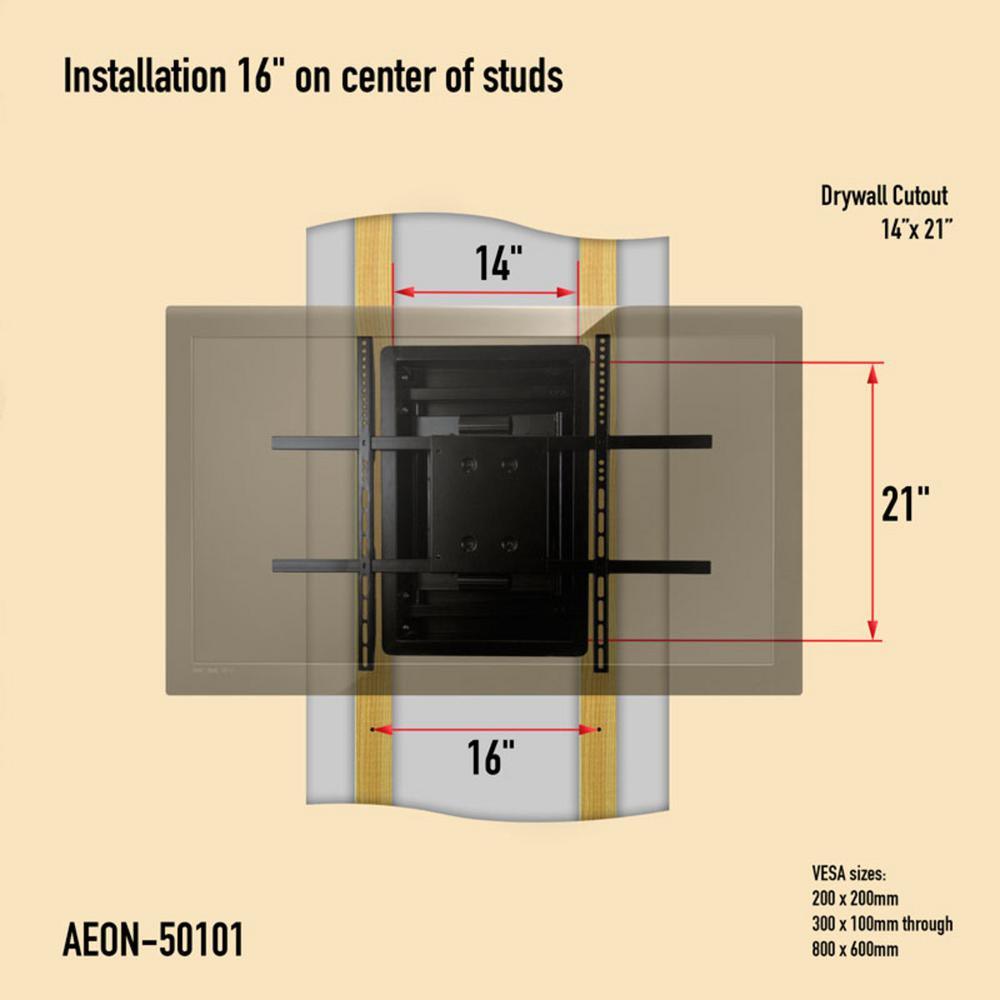 In Wall TV Mount, Recessed Articulating In Wall TV Mount For 42 To 80 in. TVs LCD, LED, or Plasma - Super Arbor