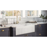 30 in. x 20 in. Fireclay Reversible Farmhouse Apron-Front Single Bowl Kitchen Sink in White - Super Arbor