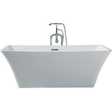 67 in. Acrylic Center Drain Rectangle Flat Bottom Freestanding Bathtub in White - Super Arbor