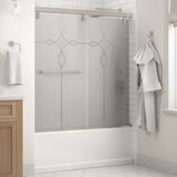 Simplicity 60 x 59-1/4 in. Frameless Mod Soft-Close Sliding Bathtub Door in Nickel with 1/4 in. (6mm) Clear Glass - Super Arbor