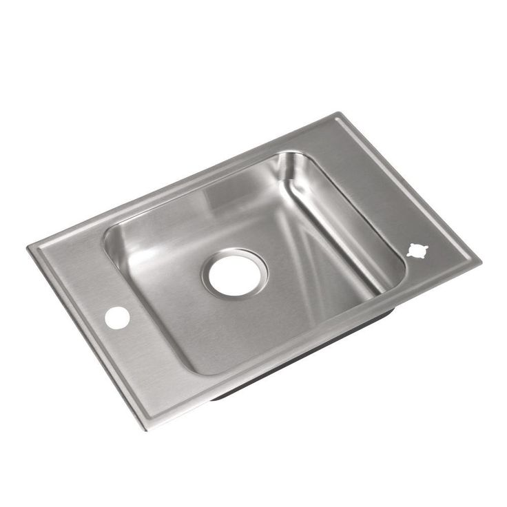 Classroom Sink, Drop-in, 17 in. x 25 in. 1-Compartment, ADA, SS, L/R Faucet Ledges, 6.5 in. Deep, Drain Center Rear