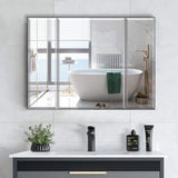 36 in. W x 26 in. H Rectangular Aluminum Medicine Cabinet with Mirror and Adjustable Glass Shelves