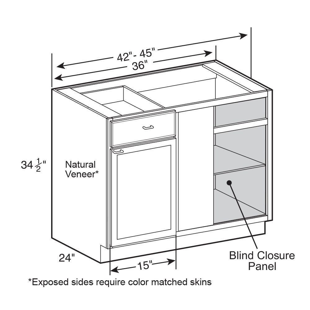 Vesper White Shaker Assembled Plywood 42 in. x 34.5 in. x 24 in. Blind Base Corner Kitchen Cabinet with Soft Close - Super Arbor