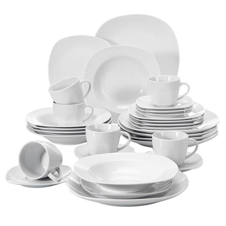 Elisa White Porcelain 30-Piece Casual Ivory White Porcelain Dinnerware Set (Service for 6)