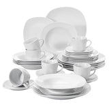 Elisa White Porcelain 30-Piece Casual Ivory White Porcelain Dinnerware Set (Service for 6)