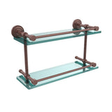 Dottingham 16 in. L x 8 in. H x 5 in. W 2-Tier Clear Glass Bathroom Shelf with Gallery Rail in Polished Nickel - Super Arbor