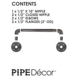 1/2 in. x 14.5 in. L Black Pipe Barn Door Handle Kit