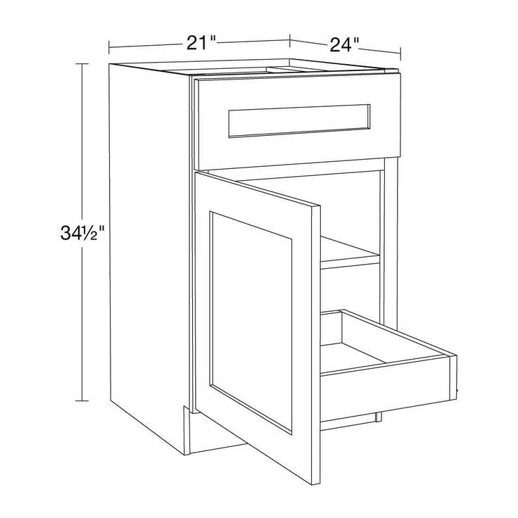 Home Decorators Collection Newport 21 in. W x 24 in. D x 34.5 in. H Assembled Plywood Base Kitchen Cabinet in Deep Onyx with 1ROT Soft Close LH